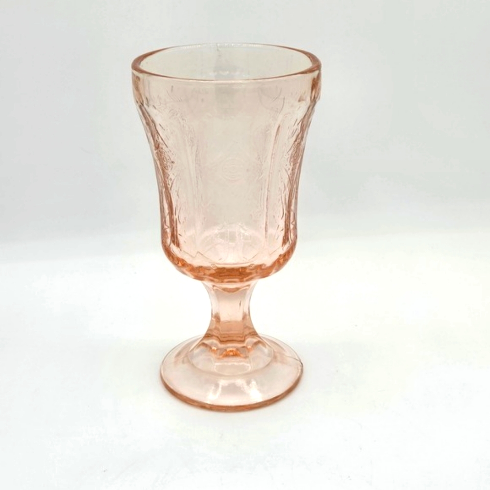 Depression Pink Indiana Glass Goblet Large Tumbler on Stem Water Glass‎ Vintage